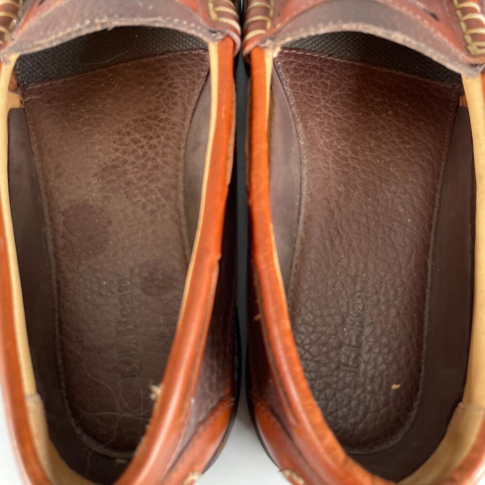LL Bean Allagash Men's Size 10.5 D Brown Leather Slip On Penny Loafer Dress Shoe - Picture 8 of 9